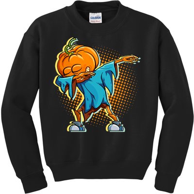 Dabbing Pumpkin Head Cool Funny Halloween Kids Sweatshirt