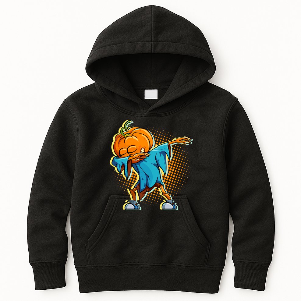 Dabbing Pumpkin Head Cool Funny Halloween Kids Hoodie