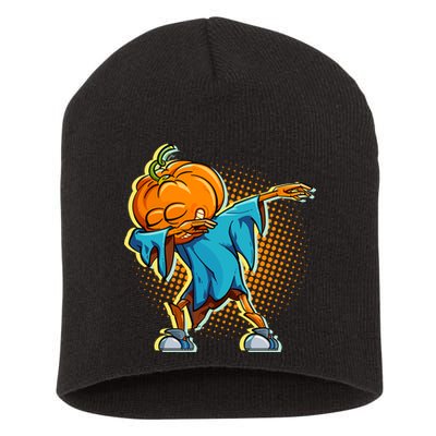 Dabbing Pumpkin Head Cool Funny Halloween Short Acrylic Beanie