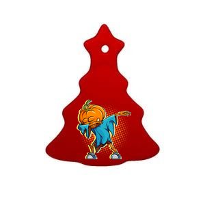 Dabbing Pumpkin Head Cool Funny Halloween Ceramic Tree Ornament