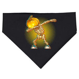 Dabbing Pumpkin Head Skeleton USA-Made Doggie Bandana