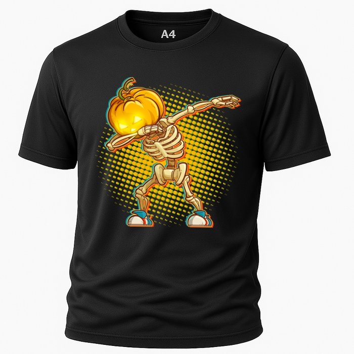 Dabbing Pumpkin Head Skeleton Cooling Performance Crew T-Shirt