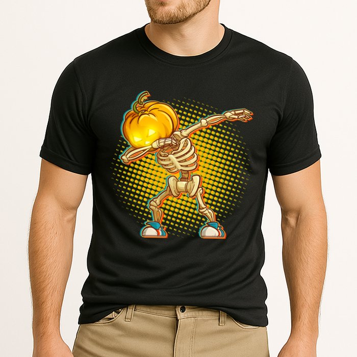 Dabbing Pumpkin Head Skeleton Cooling Performance Crew T-Shirt