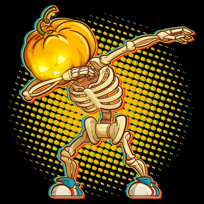 Dabbing Pumpkin Head Skeleton Cooling Performance Crew T-Shirt