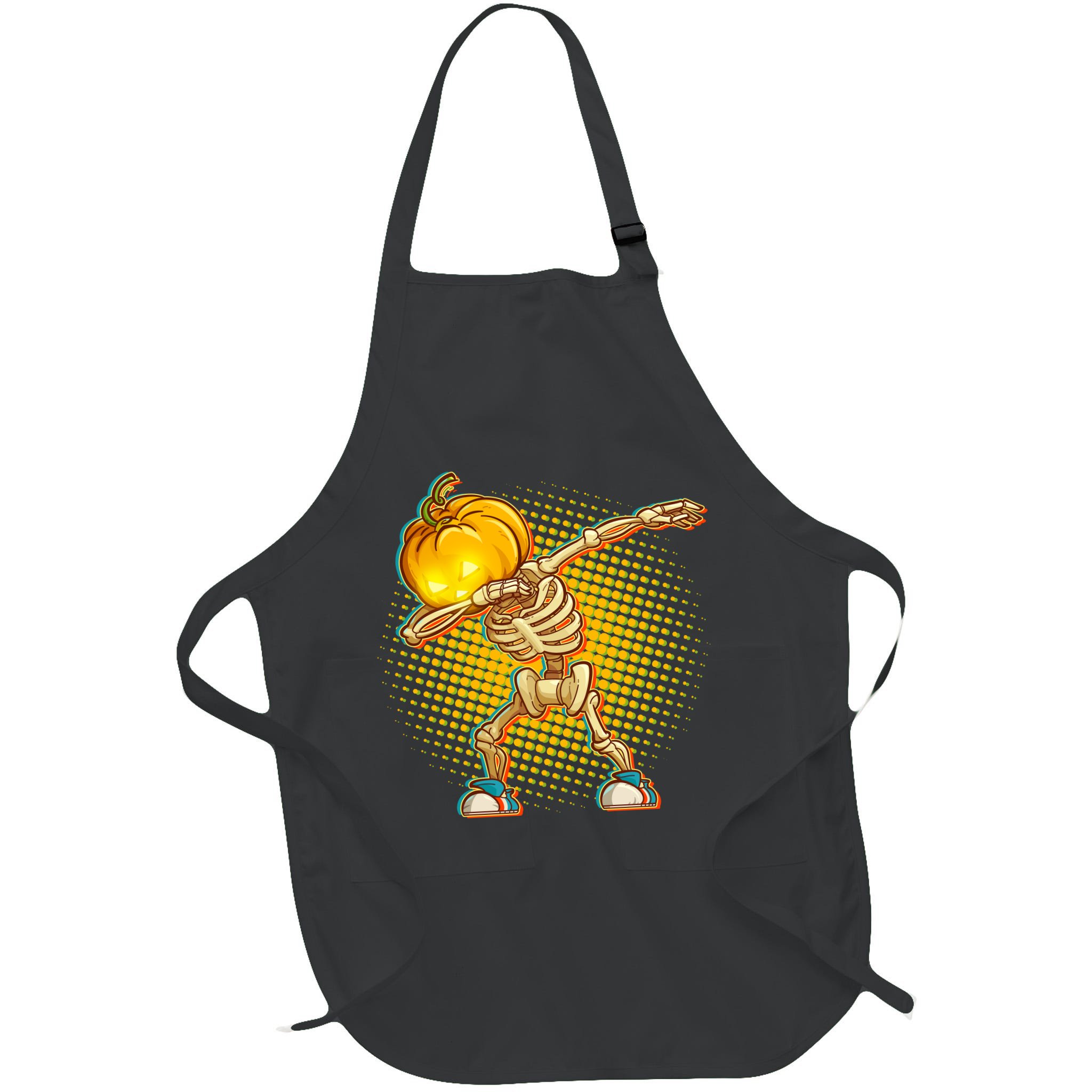Dabbing Pumpkin Head Skeleton Apron