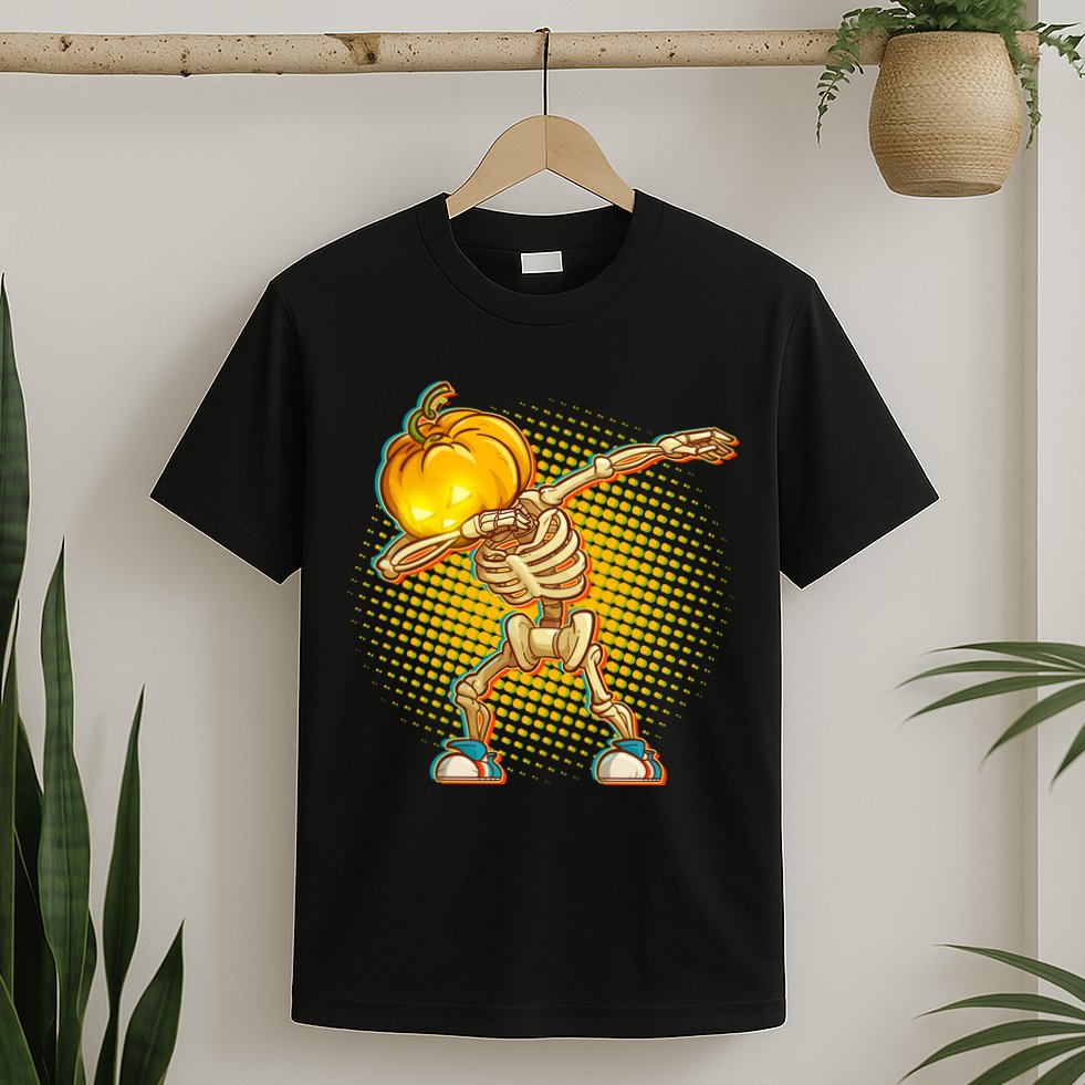 Dabbing Pumpkin Head Skeleton T-Shirt