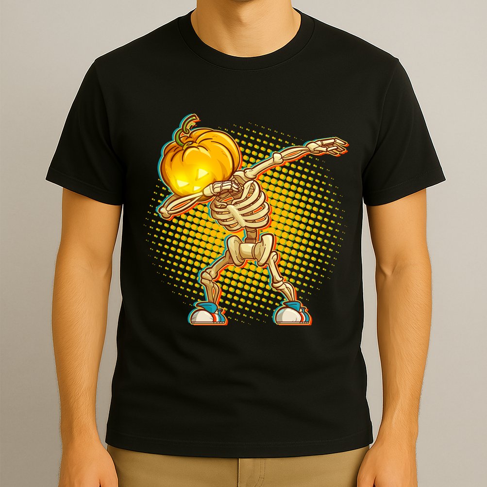 Dabbing Pumpkin Head Skeleton T-Shirt