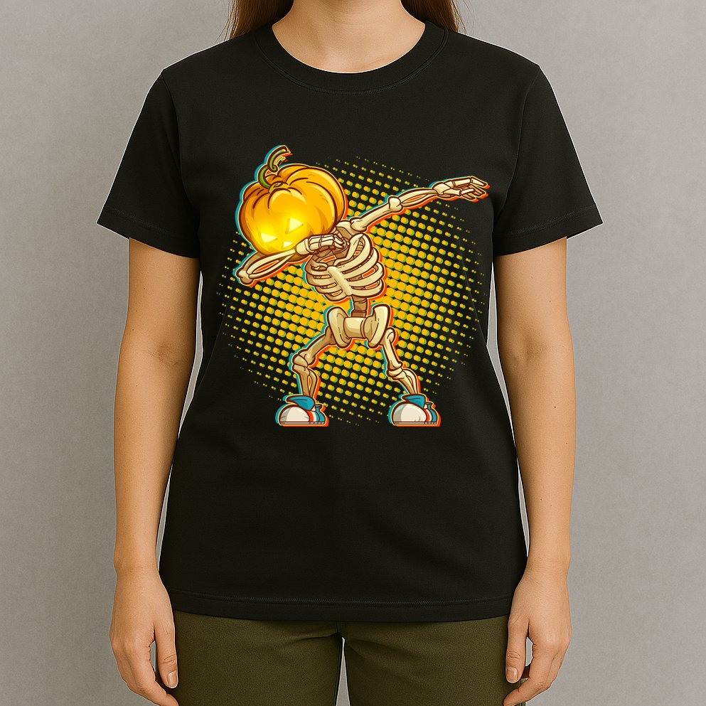 Dabbing Pumpkin Head Skeleton T-Shirt