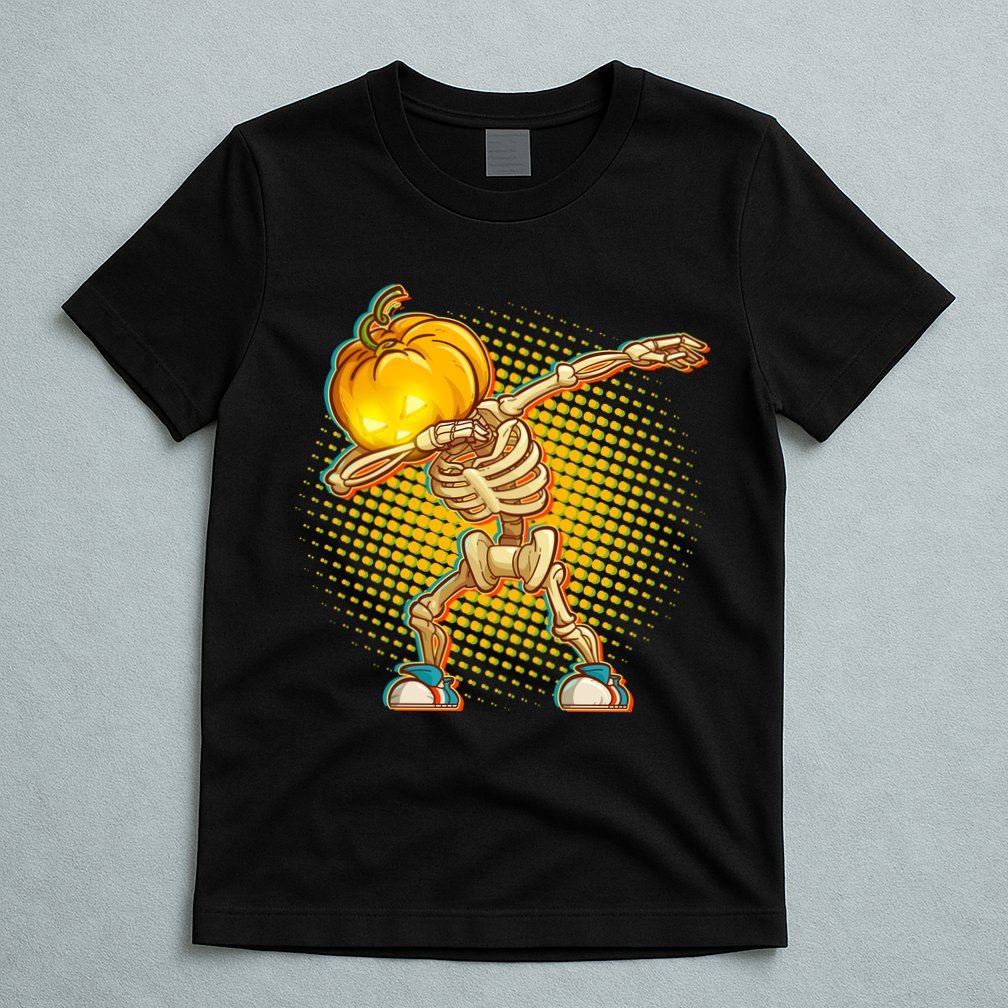 Dabbing Pumpkin Head Skeleton T-Shirt