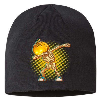 Dabbing Pumpkin Head Skeleton Sustainable Beanie