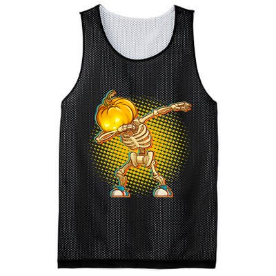 Dabbing Pumpkin Head Skeleton Mesh Reversible Basketball Jersey Tank