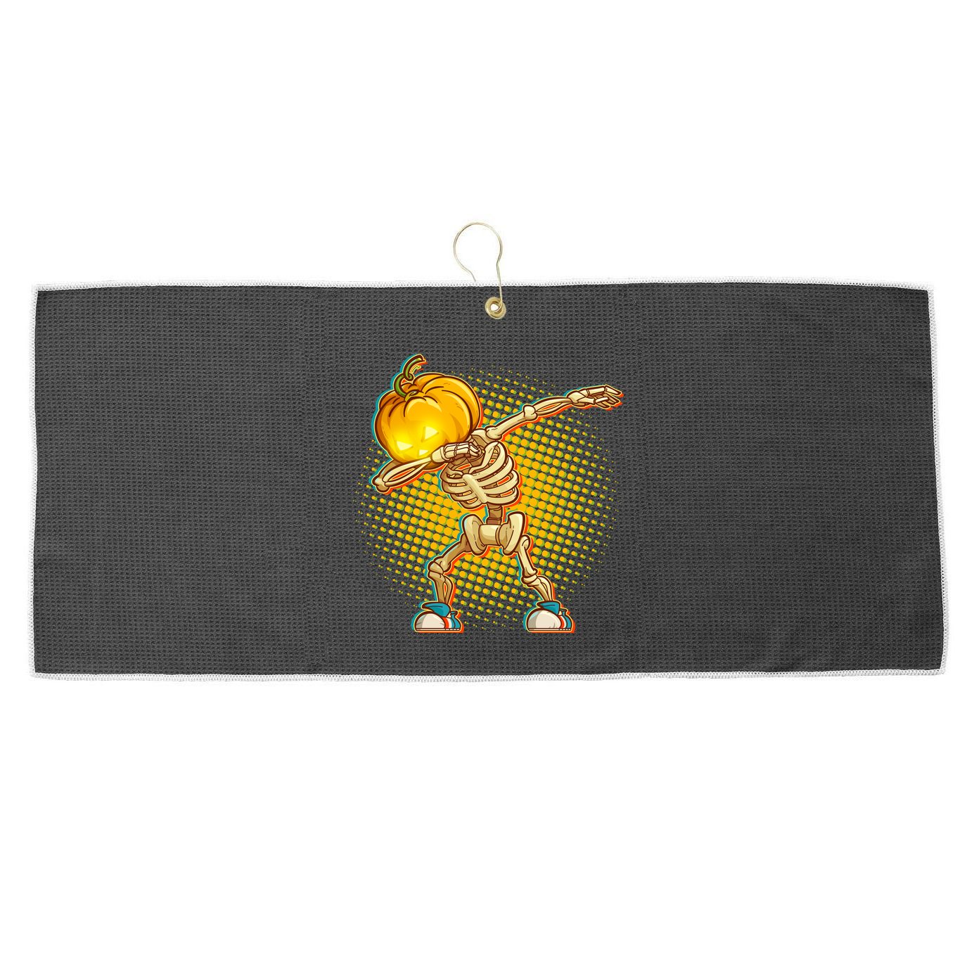 Dabbing Pumpkin Head Skeleton Large Microfiber Waffle Golf Towel