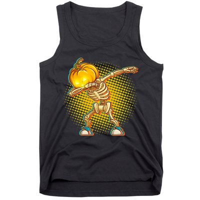 Dabbing Pumpkin Head Skeleton Tank Top