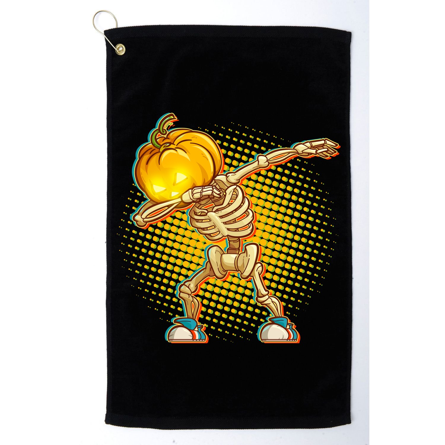 Dabbing Pumpkin Head Skeleton Golf Towel
