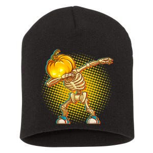 Dabbing Pumpkin Head Skeleton Short Acrylic Beanie