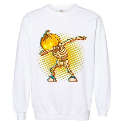Dabbing Pumpkin Head Skeleton Garment-Dyed Sweatshirt