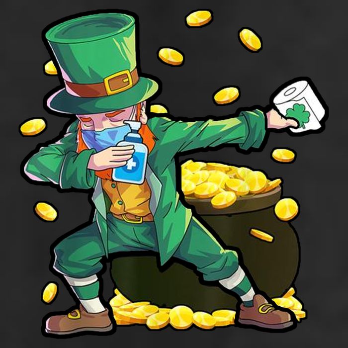 Dabbing Quarantine Leprechaun 7 Panel Mesh Trucker Snapback Hat