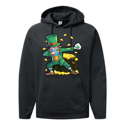 Dabbing Quarantine Leprechaun Performance Fleece Hoodie