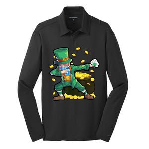 Dabbing Quarantine Leprechaun Silk Touch Performance Long Sleeve Polo