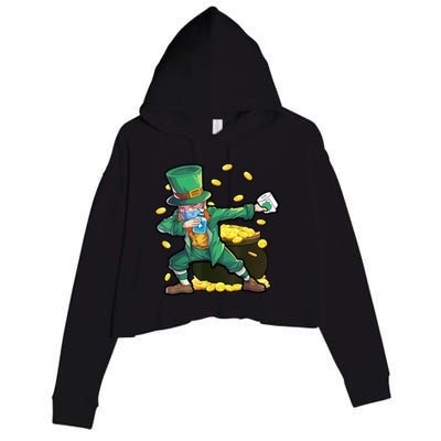 Dabbing Quarantine Leprechaun Crop Fleece Hoodie