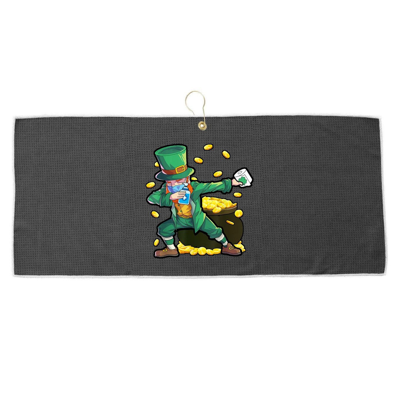 Dabbing Quarantine Leprechaun Large Microfiber Waffle Golf Towel