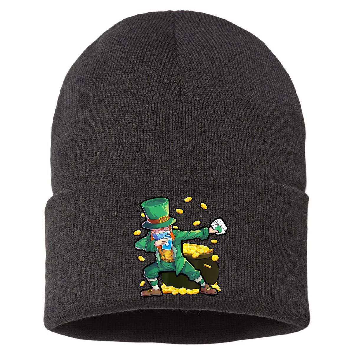 Dabbing Quarantine Leprechaun Sustainable Knit Beanie