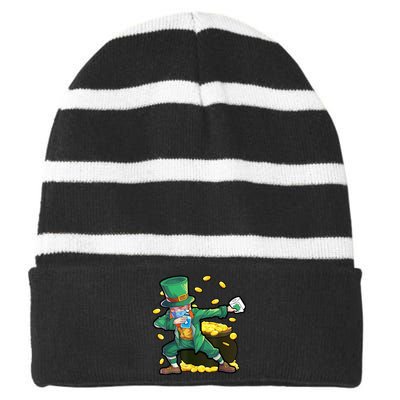 Dabbing Quarantine Leprechaun Striped Beanie with Solid Band