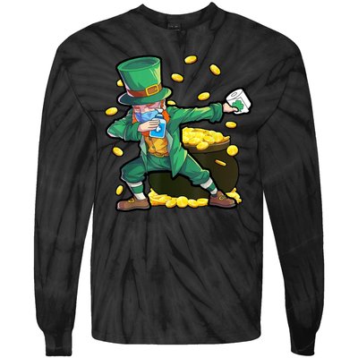 Dabbing Quarantine Leprechaun Tie-Dye Long Sleeve Shirt