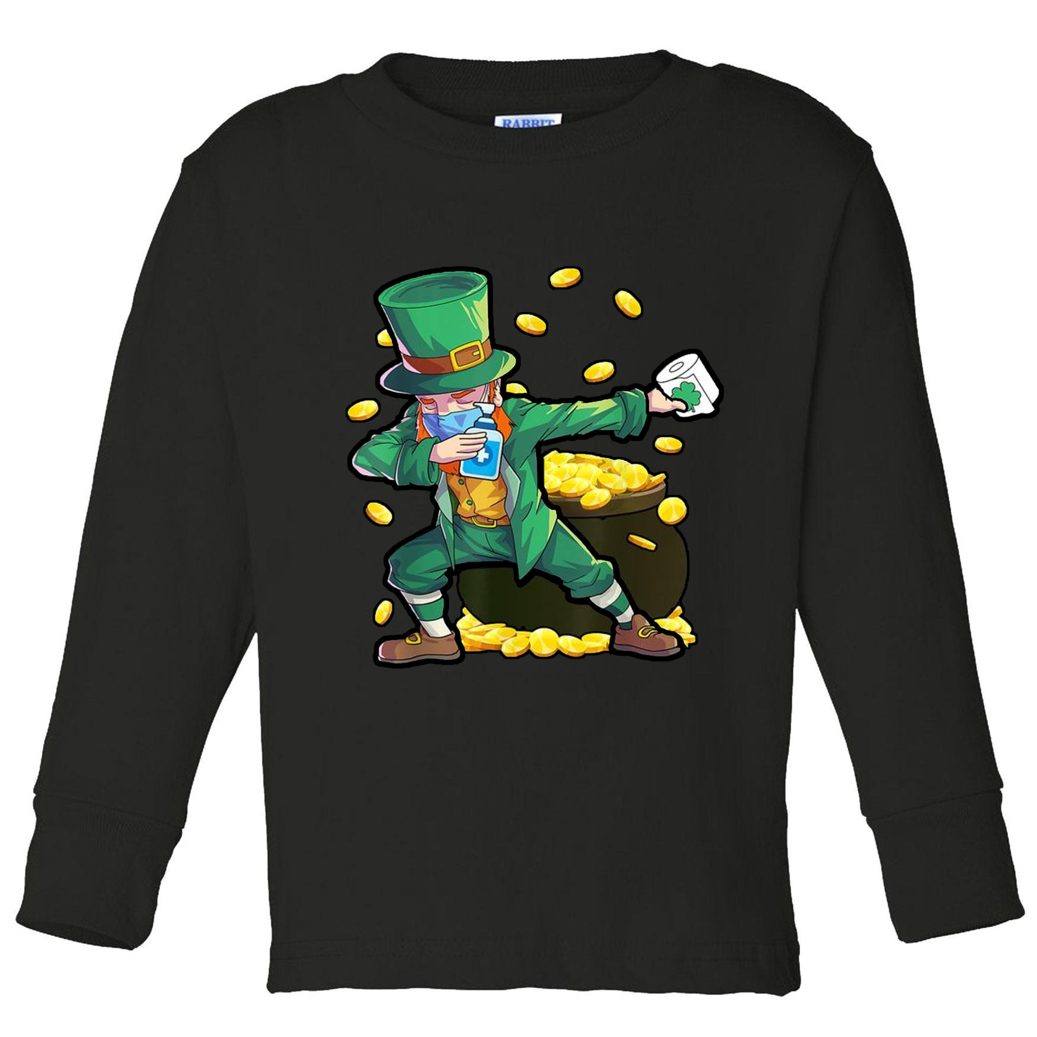 Dabbing Quarantine Leprechaun Toddler Long Sleeve Shirt