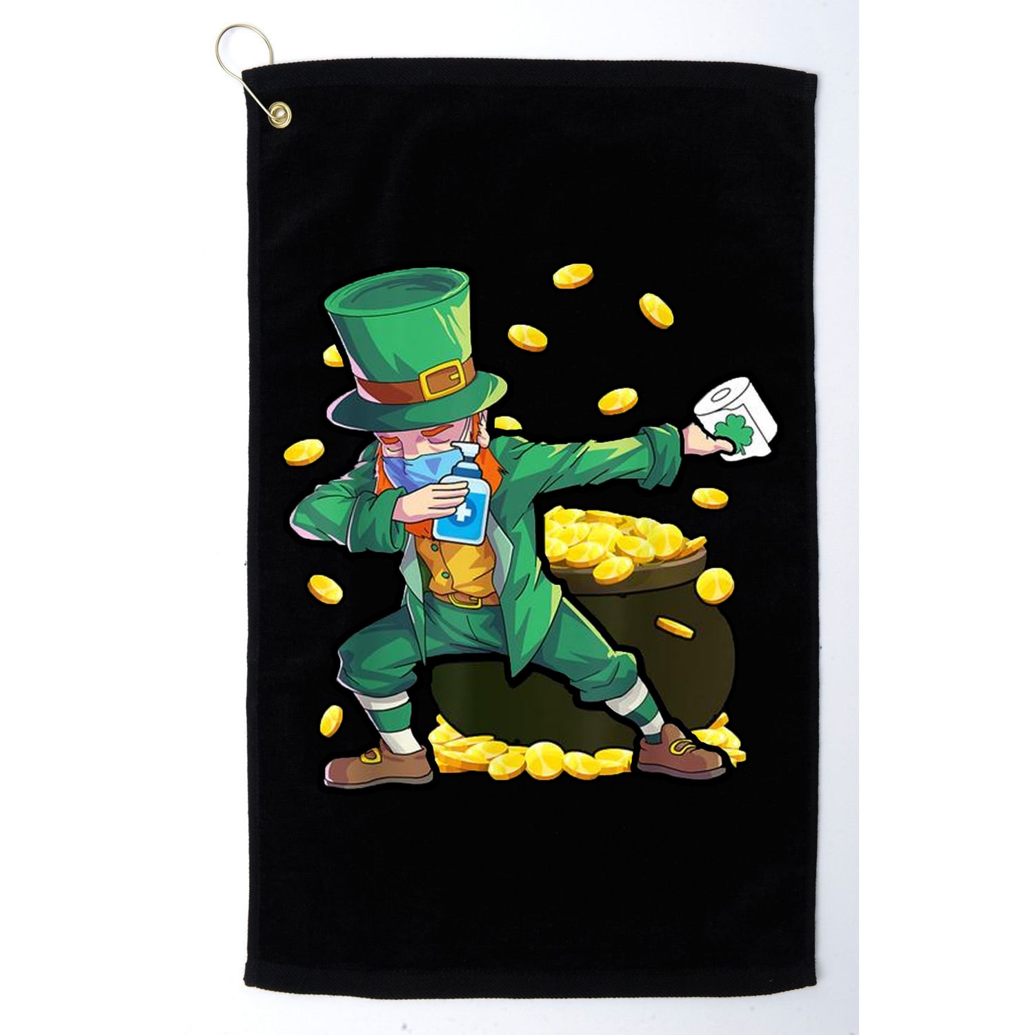 Dabbing Quarantine Leprechaun Golf Towel