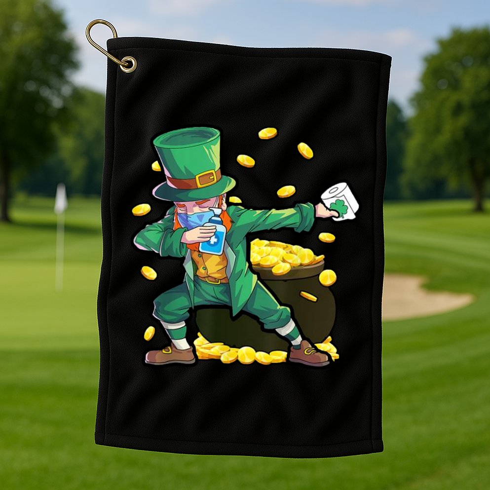 Dabbing Quarantine Leprechaun Golf Towel