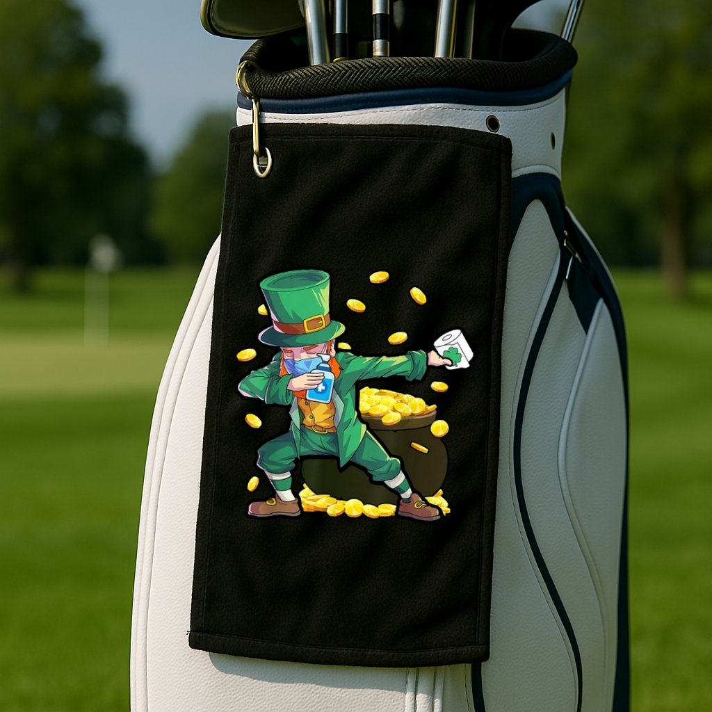 Dabbing Quarantine Leprechaun Golf Towel
