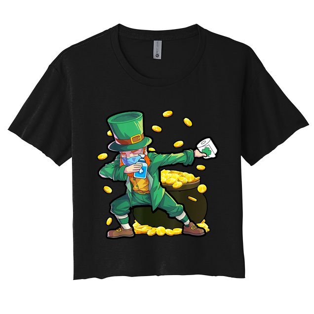Dabbing Quarantine Leprechaun Crop Top