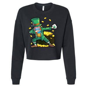 Dabbing Quarantine Leprechaun Cropped Pullover Crew