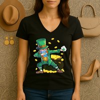 Dabbing Quarantine Leprechaun Women's V-Neck T-Shirt