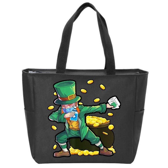 Dabbing Quarantine Leprechaun Zip Tote Bag