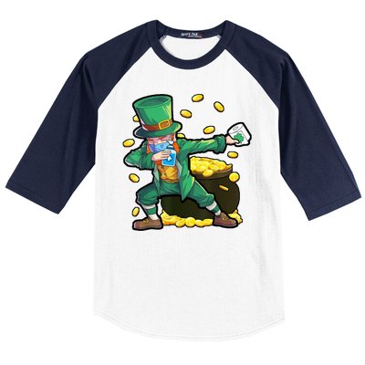 Dabbing Quarantine Leprechaun Baseball Sleeve Shirt