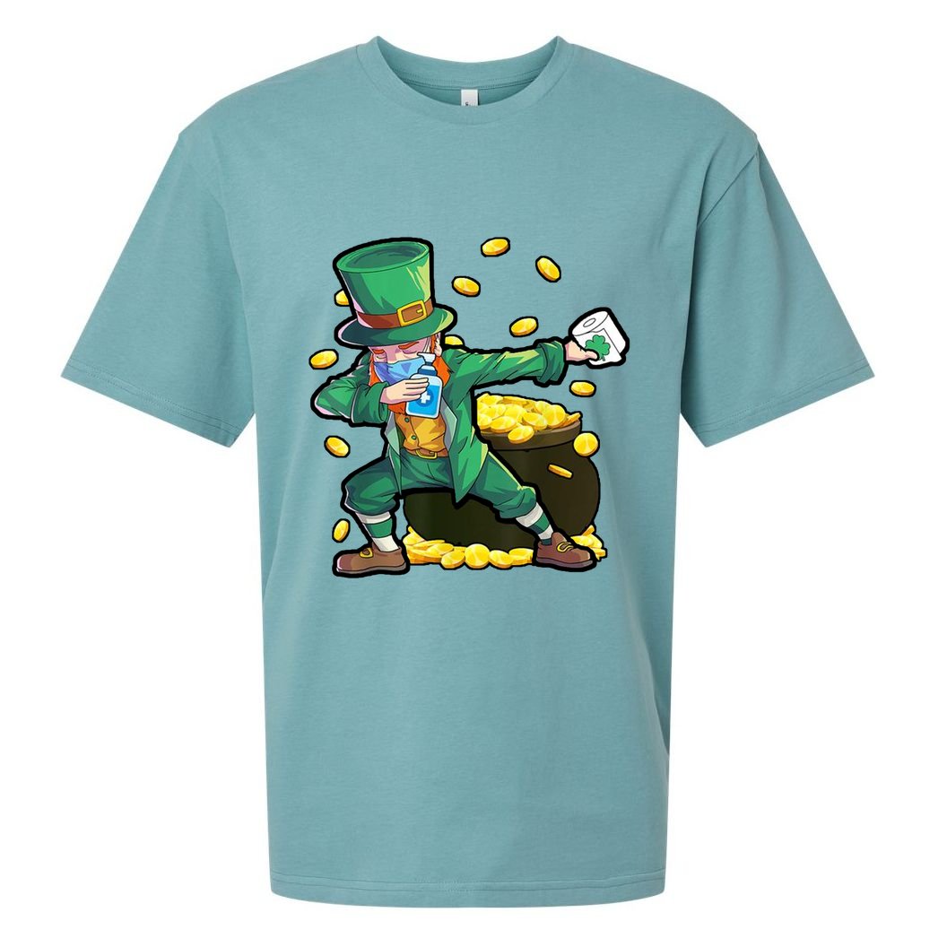 Dabbing Quarantine Leprechaun Sueded Cloud Jersey T-Shirt