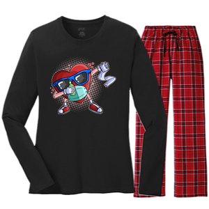 Dabbing Quarantined Valentine's Day Pandemic Women's Long Sleeve Flannel Pajama Set 