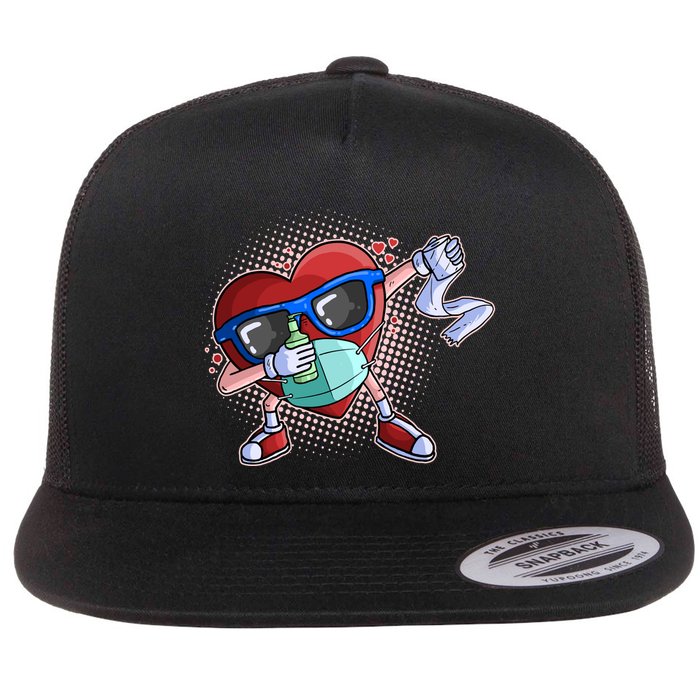 Dabbing Quarantined Valentine's Day Pandemic Flat Bill Trucker Hat