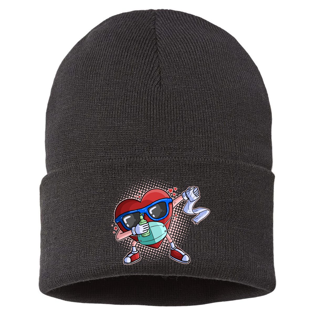 Dabbing Quarantined Valentine's Day Pandemic Sustainable Knit Beanie