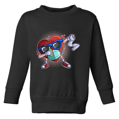 Dabbing Quarantined Valentine's Day Pandemic Toddler Sweatshirt