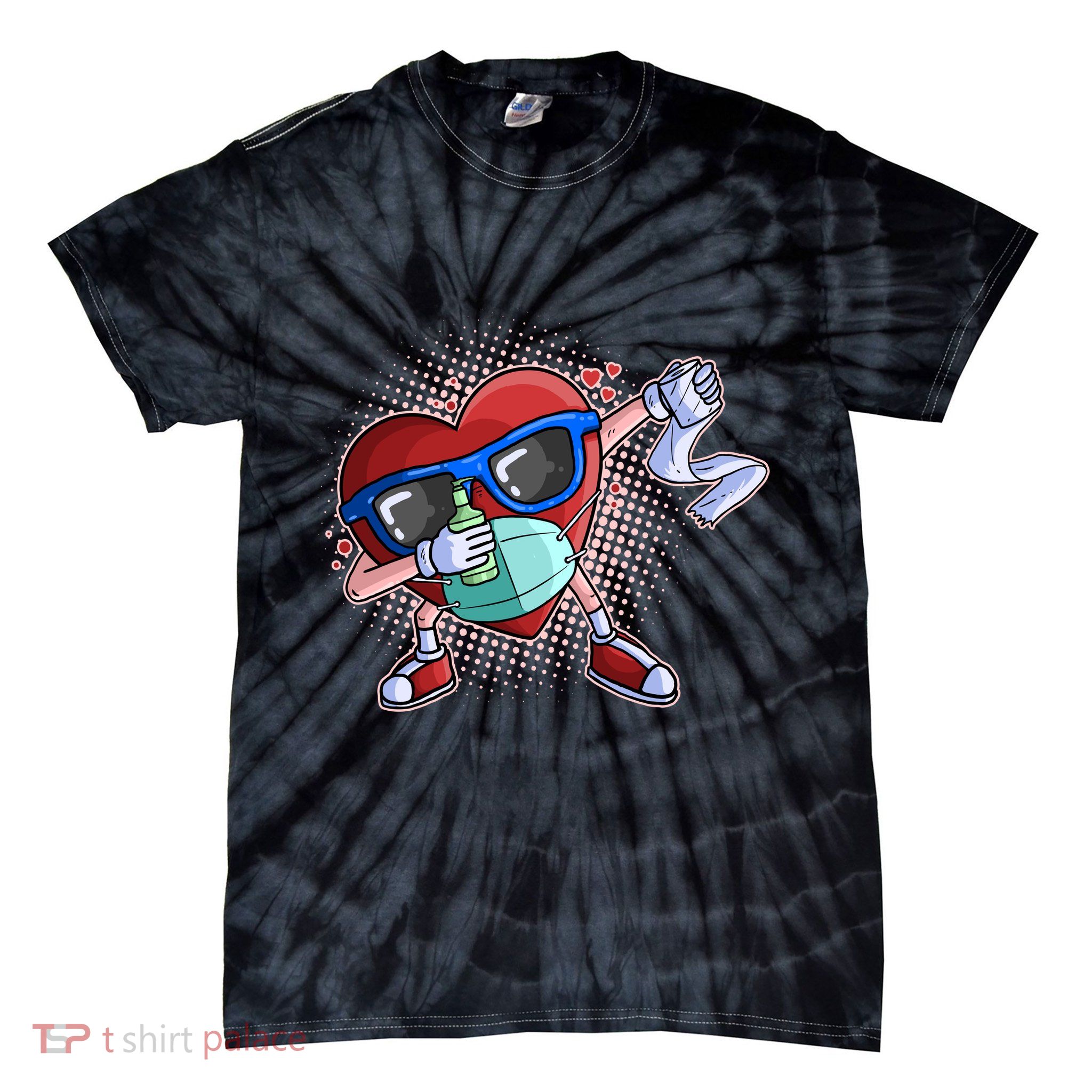 Dabbing Quarantined Valentine's Day Pandemic Tie-Dye T-Shirt