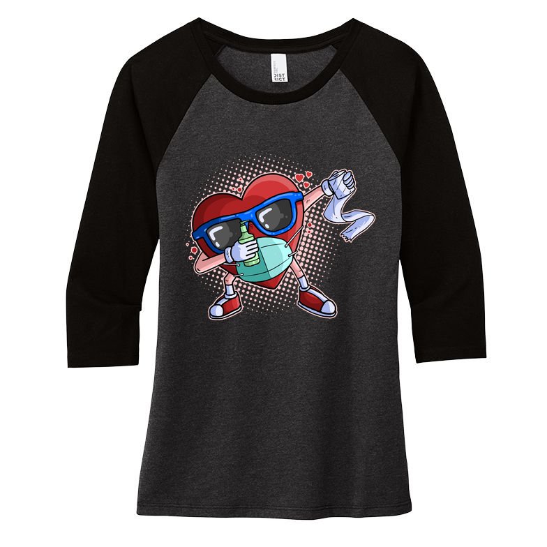 Dabbing Quarantined Valentine's Day Pandemic Women's Tri-Blend 3/4-Sleeve Raglan Shirt