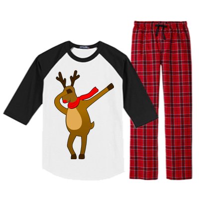 Dabbing Red Nose Reindeer Christmas Raglan Sleeve Pajama Set