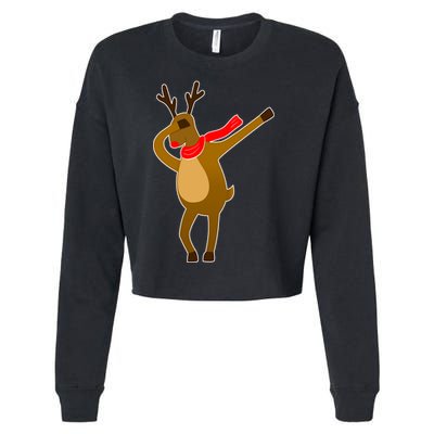 Dabbing Red Nose Reindeer Christmas Cropped Pullover Crew