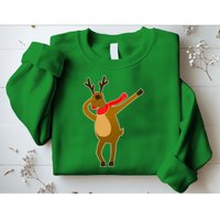 Dabbing Red Nose Reindeer Christmas Sweatshirt