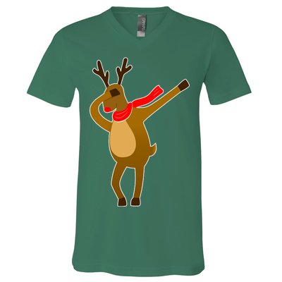 Dabbing Red Nose Reindeer Christmas V-Neck T-Shirt