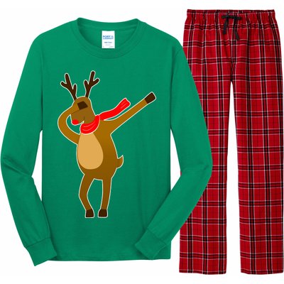 Dabbing Red Nose Reindeer Christmas Long Sleeve Pajama Set