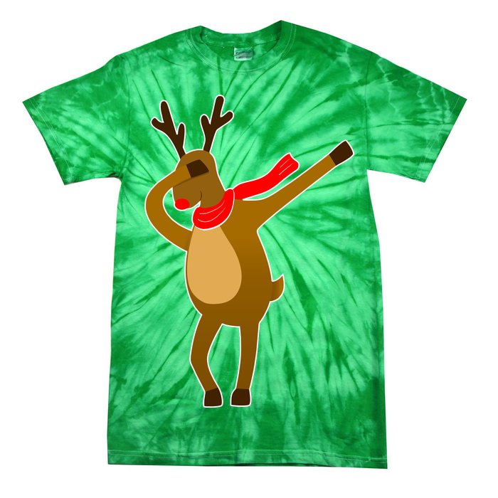 Dabbing Red Nose Reindeer Christmas Tie-Dye T-Shirt